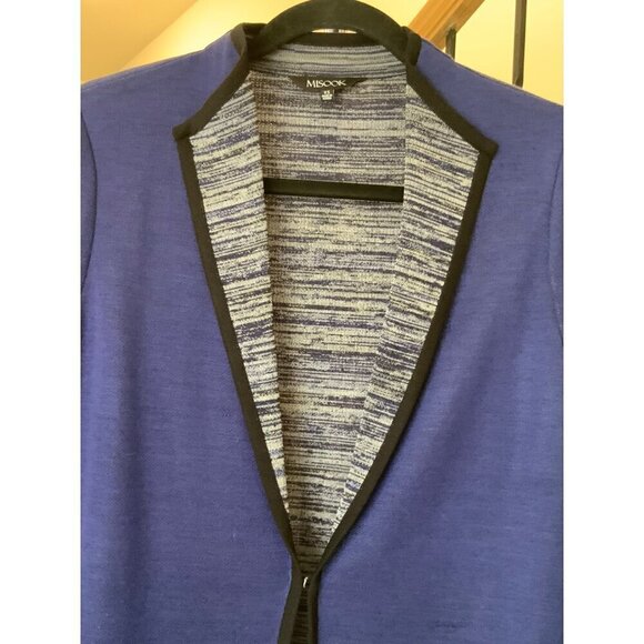 Misook women’s lightweight coat Navy/ Grey  36 Ch 38 H 38 Long - Picture 2 of 11